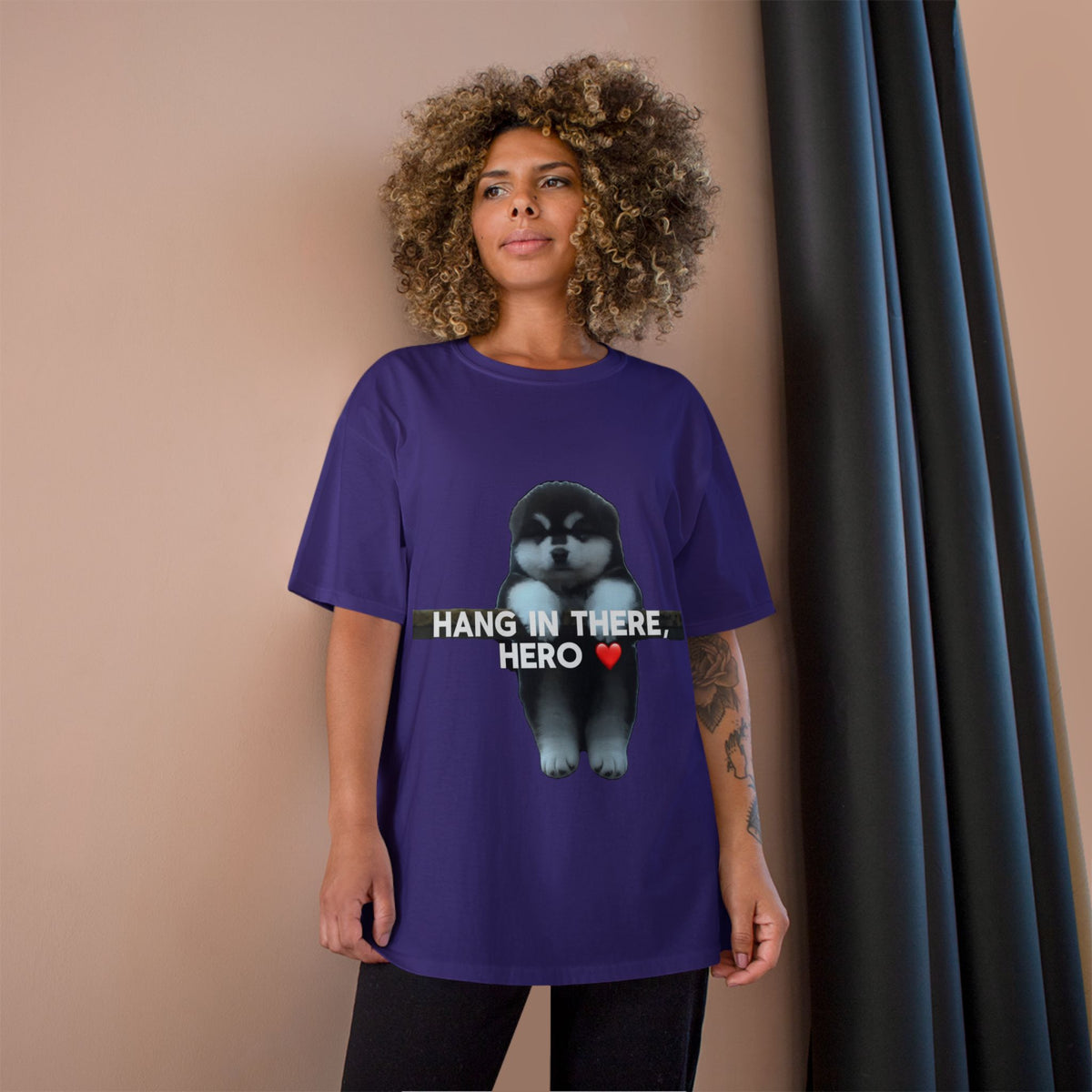 HANG IN THERE HUSKY - CHAMPION T-SHIRT