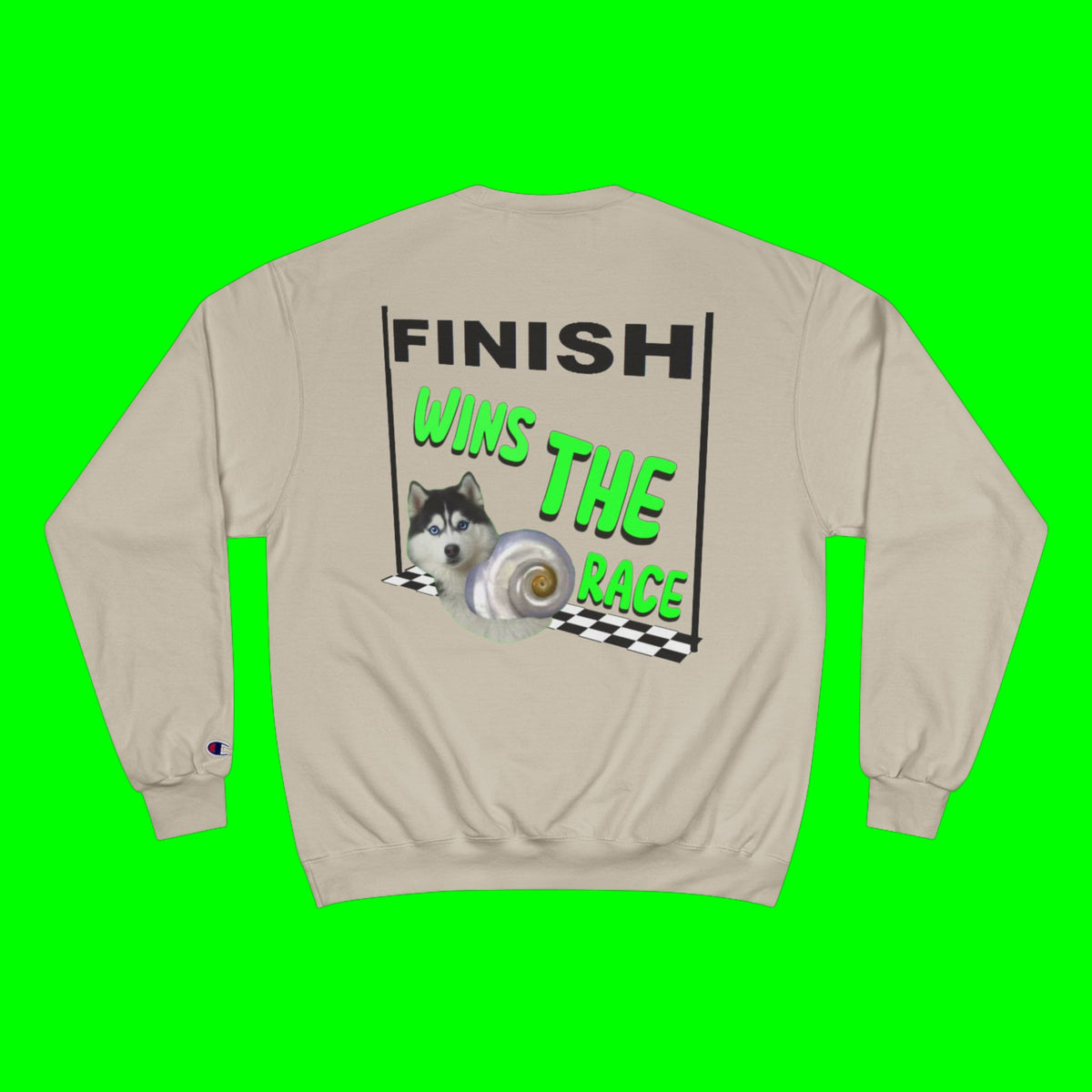HUSKY WINS THE RACE CHAMPION SWEATSHIRT