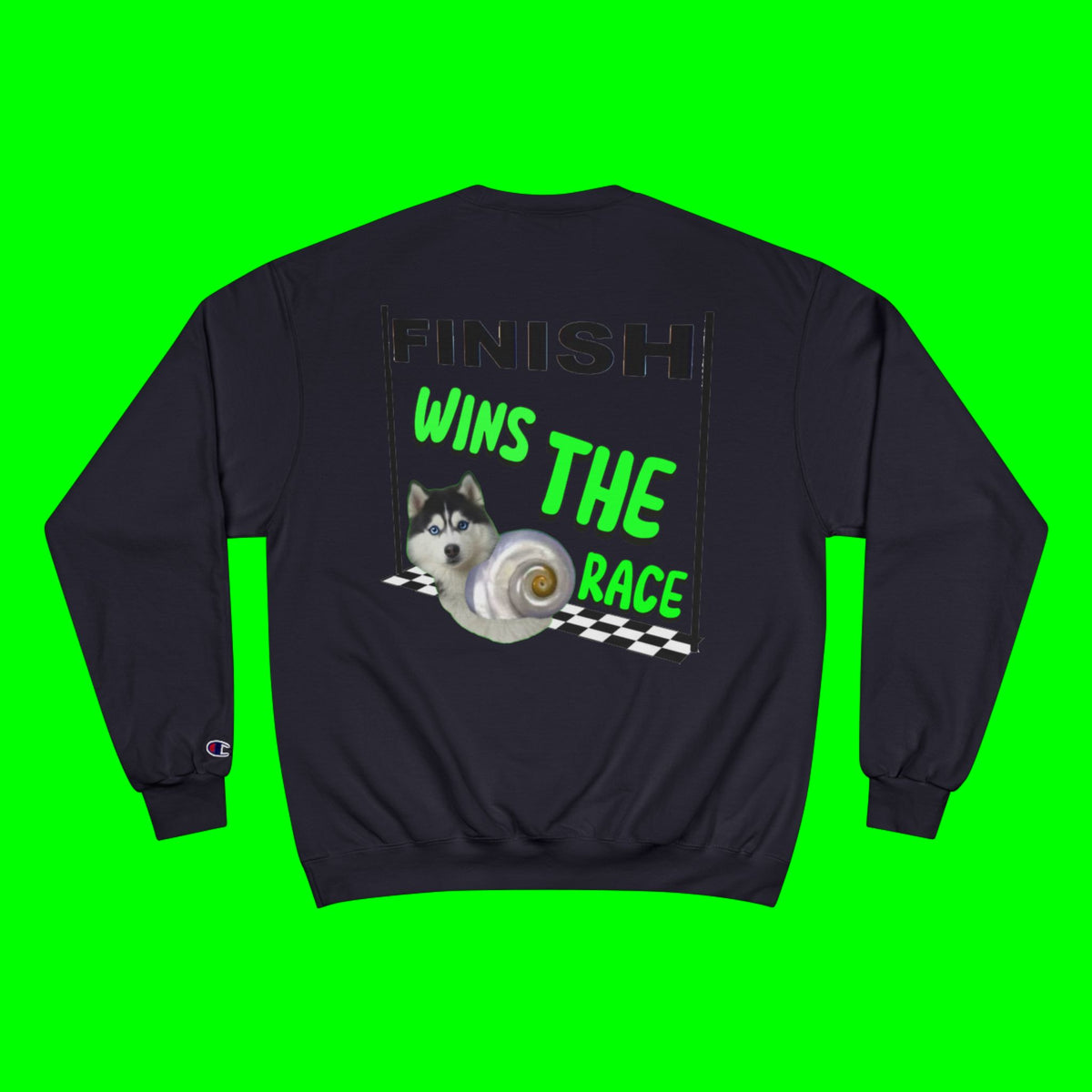 HUSKY WINS THE RACE CHAMPION SWEATSHIRT