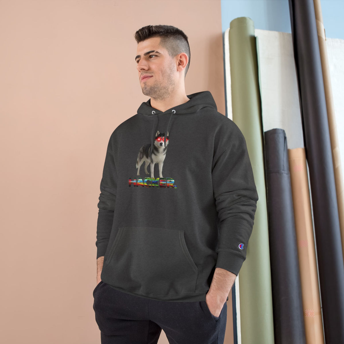 HACKER HUSKY- CHAMPION HOODIE