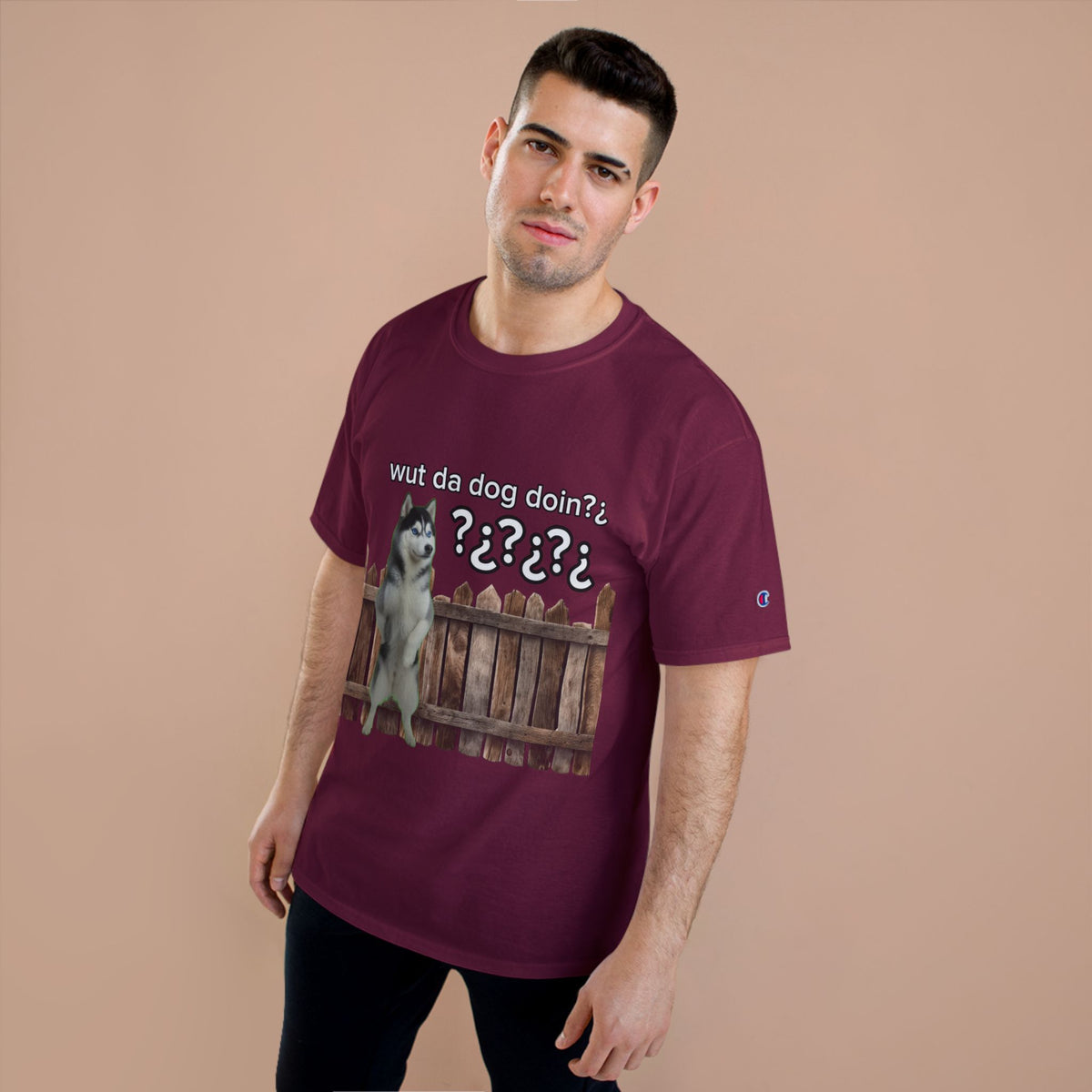WHAT THE DOG DOIN- CHAMPION T-SHIRT