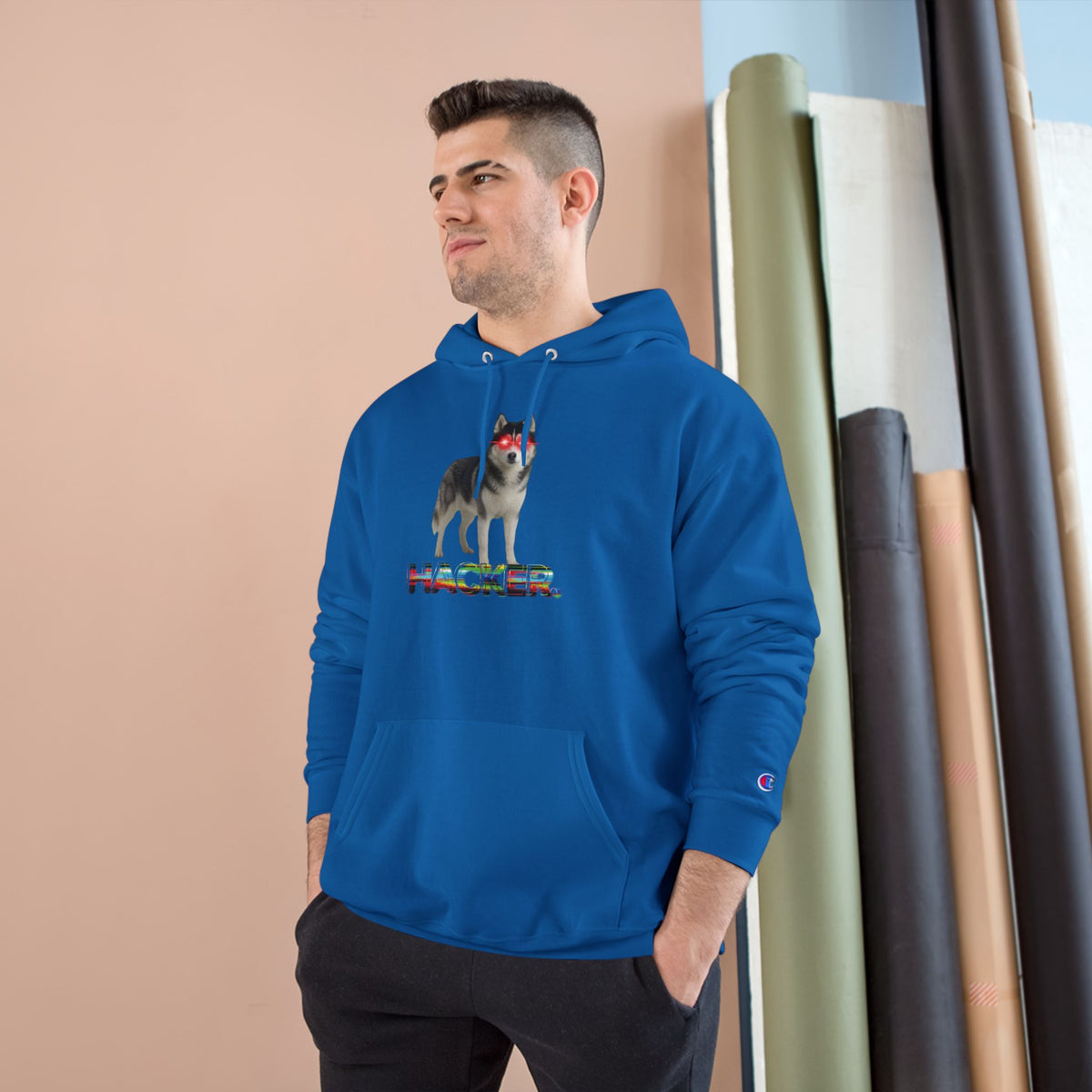 HACKER HUSKY- CHAMPION HOODIE