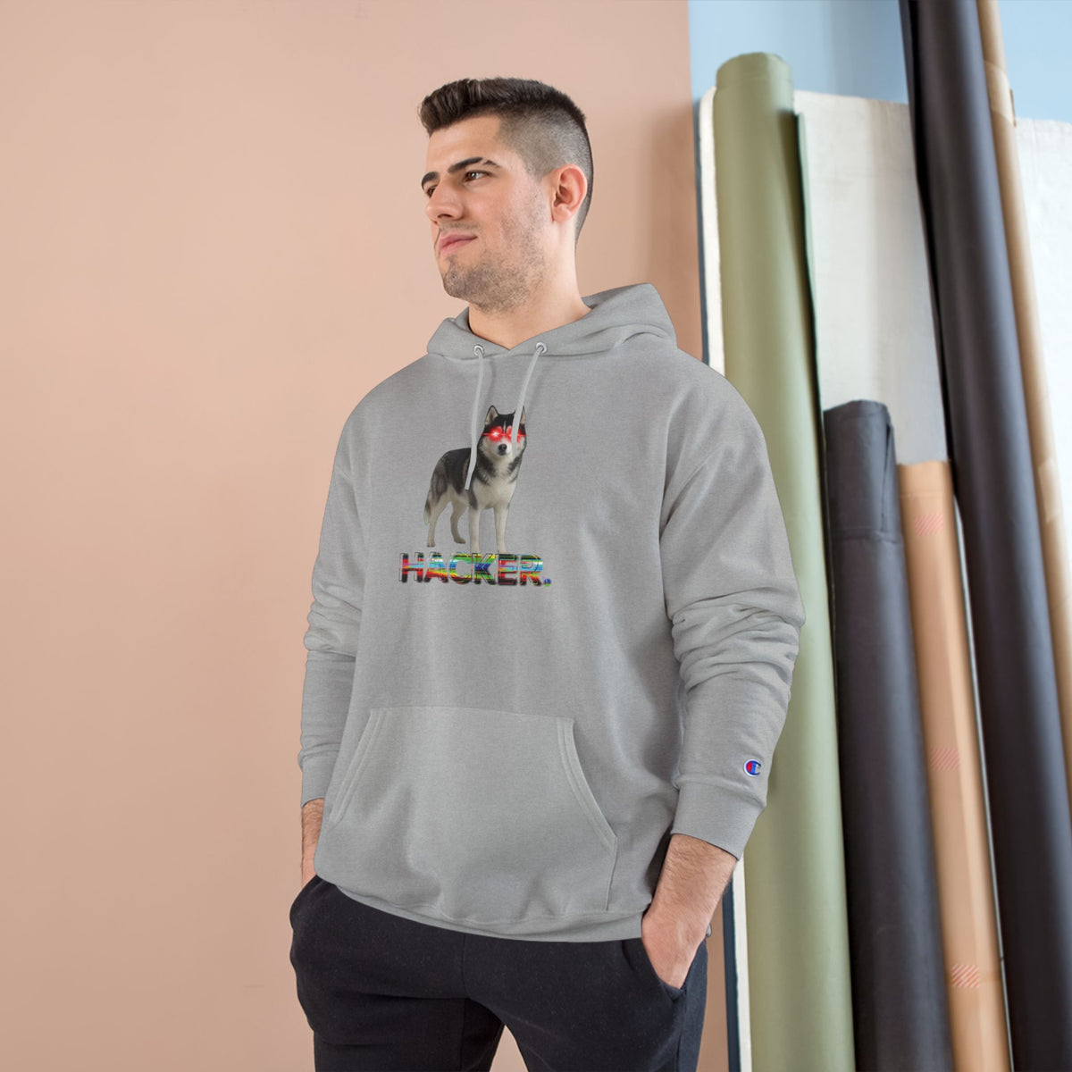 HACKER HUSKY- CHAMPION HOODIE