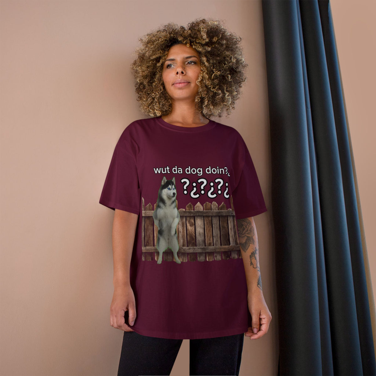 WHAT THE DOG DOIN- CHAMPION T-SHIRT